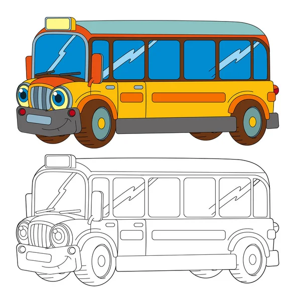 Funny looking cartoon smiling bus — Stock Photo, Image