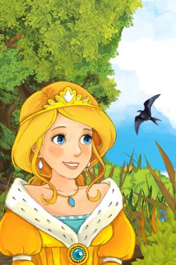 Prenses uçan kuş ile doğada 