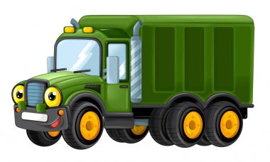 karikatür mutlu ve komik askeri kamyon 