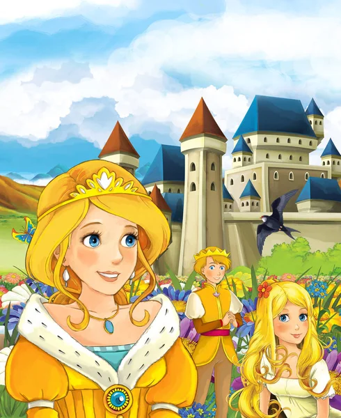 Çift çiçek Prenses ile üzerinde izliyor 