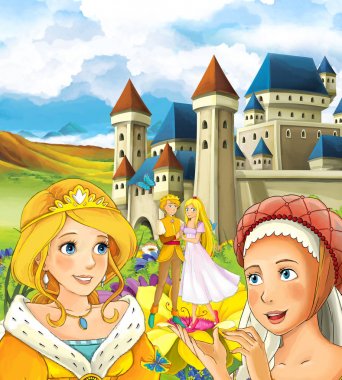 Çift çiçek Prenses ile üzerinde izliyor  