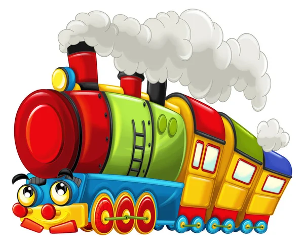 Cartoon funny looking steam train