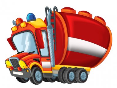 karikatür firetruck izole - çocuklar için illüstrasyon