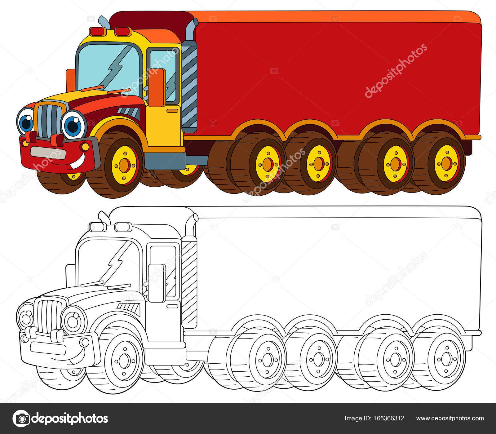 Desenhos para colorir de desenho de um caminhão de carga para colorir  