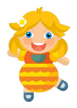 çizgi film neşeli kız - izole bebek 