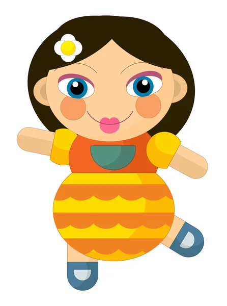 Dibujos animados chica alegre - muñeca aislada —  Fotos de Stock