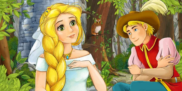 castle tower - princess and prince in the forest