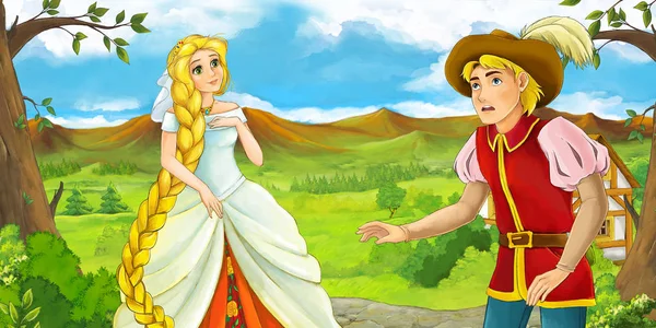 Prinsen och prinsessan talar utanför — Stockfoto