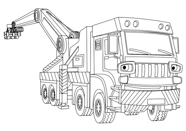 Caminhão Dos Desenhos Animados Página Para Colorir Ilustração Para Crianças — Vetor de Stock