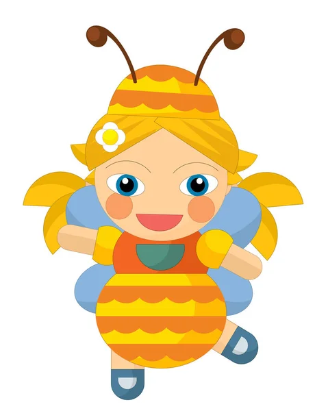 Girl looking like bee - doll isolated — Stock Photo, Image