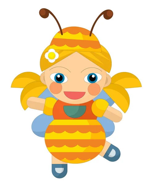 Meisje op zoek zoals bee - pop geïsoleerd — Stockfoto