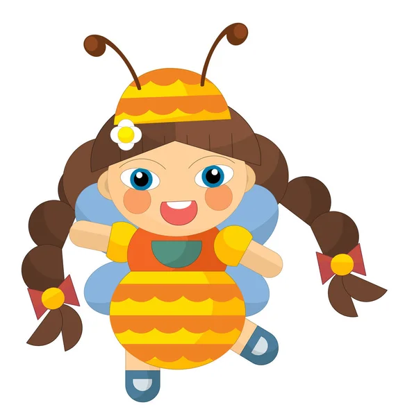 Girl looking like bee - doll isolated — Stock Photo, Image