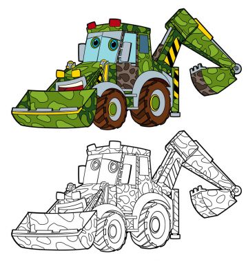 karikatür komik askeri Ekskavatör