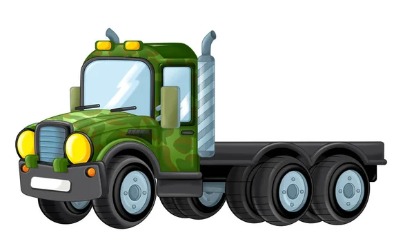 Cartoon happy and funny military truck — Stock Photo, Image