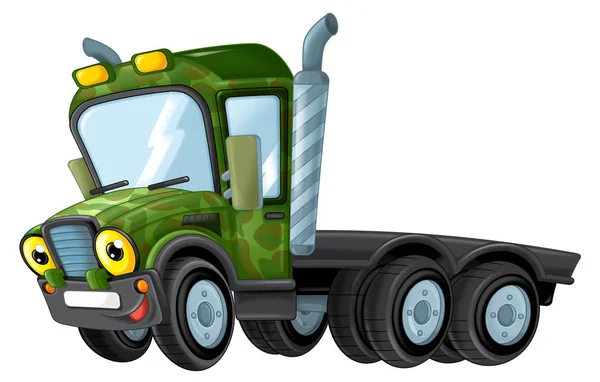 Cartoon happy and funny military truck — Stock Photo, Image