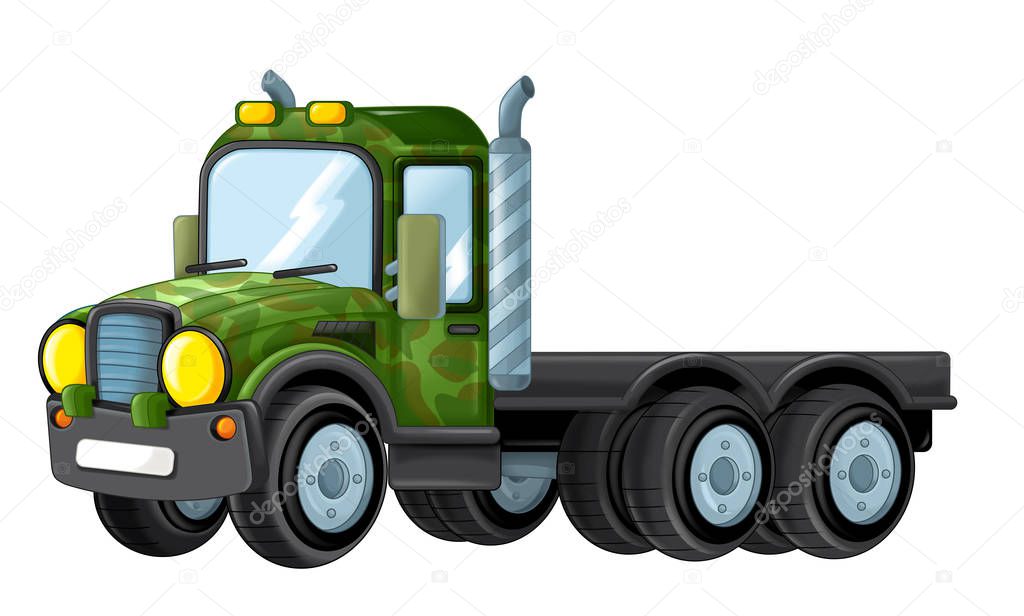 cartoon happy and funny military truck