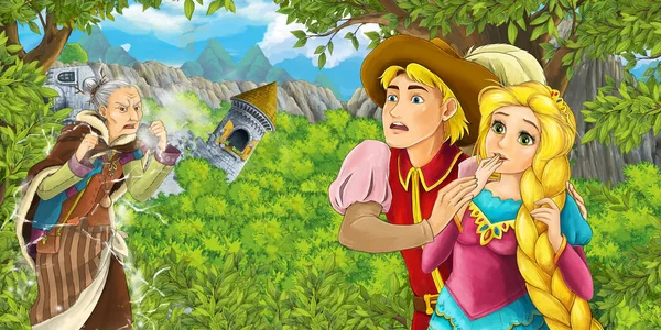 Burgturm - Prinz und Prinzessin im Wald — Stockfoto