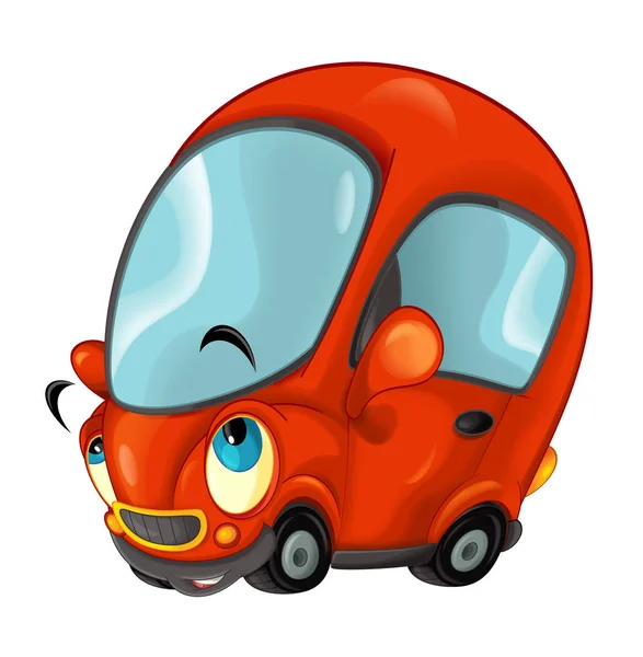 Cartoon sports car smiling and looking