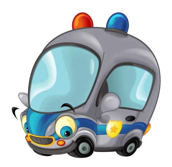 Caricature souriant voiture de police — Photo