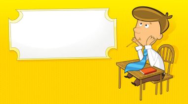 karikatür mutlu büro memuru düşünme 