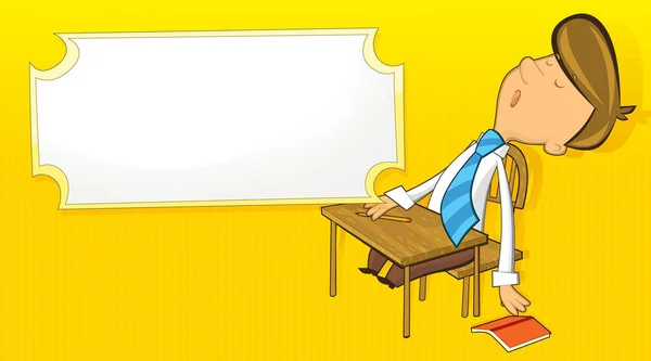 Cartoon happy office clerk sleeping — Stock Photo, Image