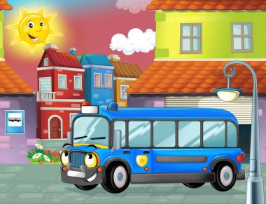 Polis otobüs şehrin içinden sürüş