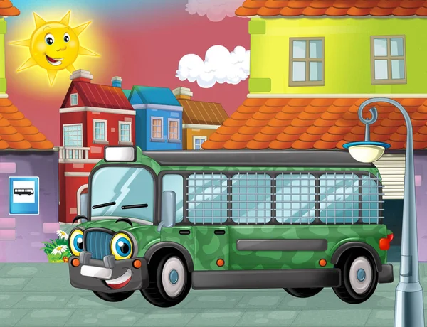 askeri otobüs şehrin içinden sürüş