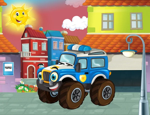 şehrin içinden araba polis araba