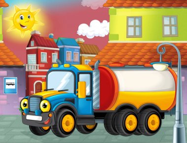 şehrin içinden sürüş kamyon 