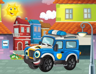 şehrin içinden araba polis araba