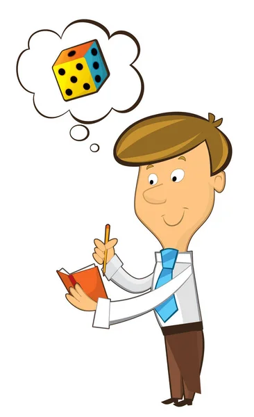 Office Cartoon Clerk Standing Thinking Isolated — Stock Photo, Image