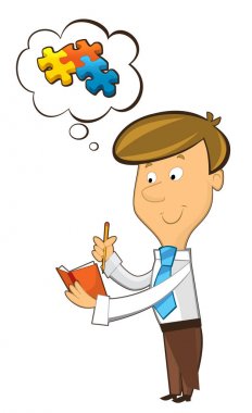 izole - adet birlikte toplama - office karikatür katip ayakta düşünme ve sahip fikir