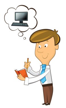 office karikatür katip ayakta düşünme - izole