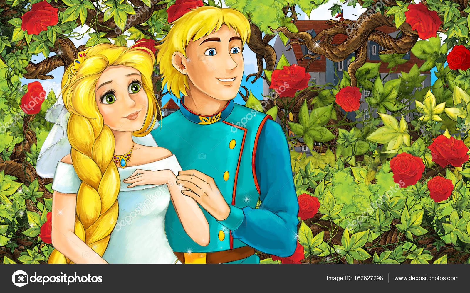 Cartoon Happy Couple Talking Garden Full Roses Illustration Children Stock Photo by ©illustrator_hft 167627798 Cartoon Happy Couple Talking Garden Full Roses Illustration Children Stock Photo by ©illustrator_hft 167627798