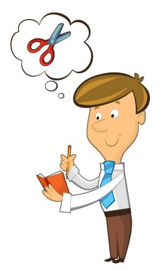 office karikatür katip ayakta düşünme - izole