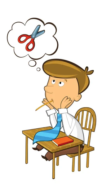 Office Cartoon Clerk Sitting Thinking Isolated — Stock Photo, Image