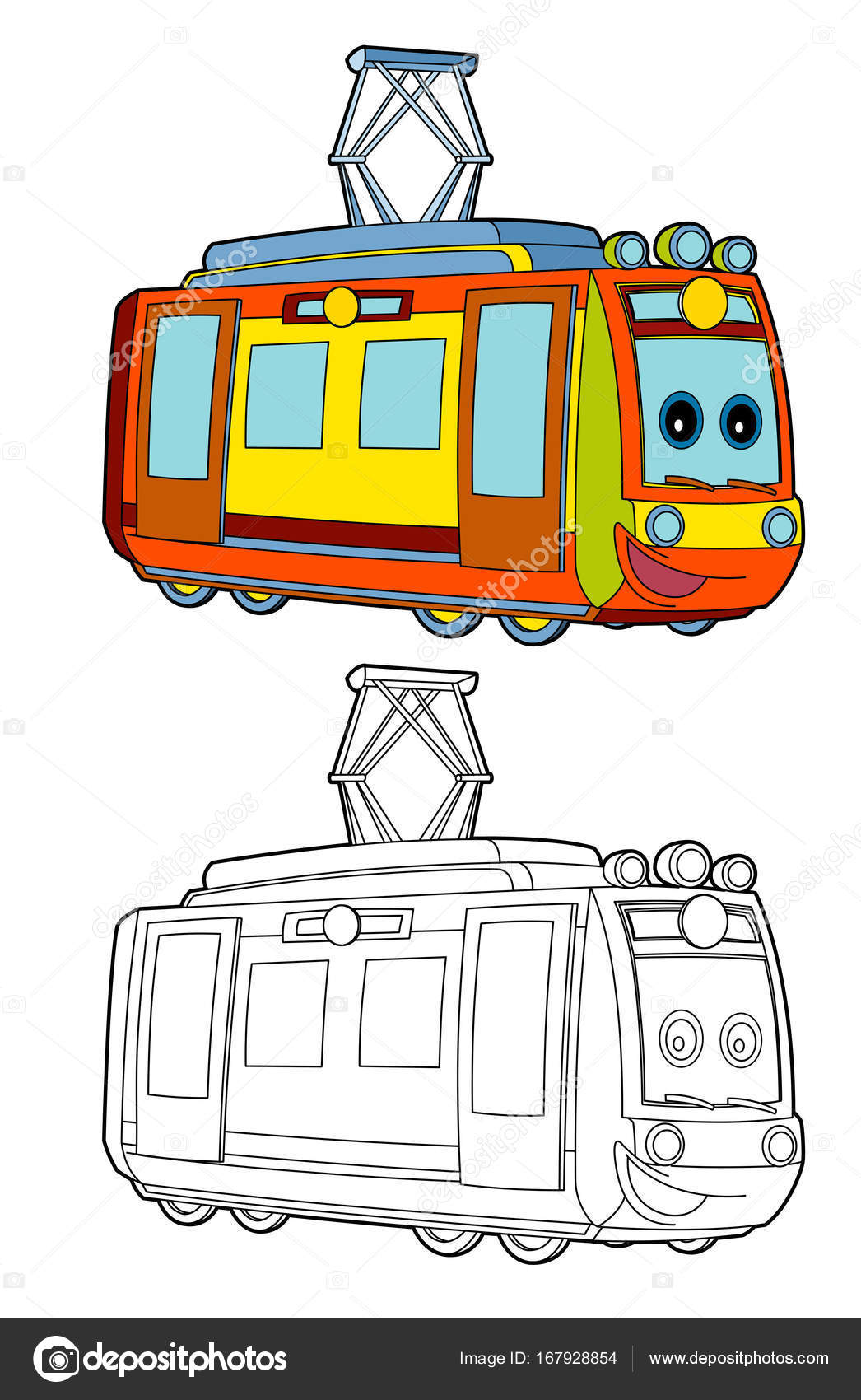 Cartoon Funny Looking Electric Train Isolated Illustration Children Stock  Photo by ©illustrator_hft 167928854