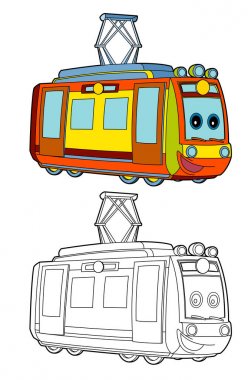 Çocuklar için - izole - illüstrasyon karikatür komik elektrik seyir tren