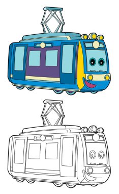 Çocuklar için - izole - illüstrasyon karikatür komik elektrik seyir tren