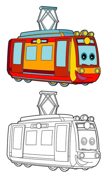 Çocuklar için - izole - illüstrasyon karikatür komik elektrik seyir tren