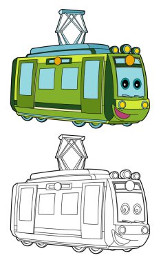 Çocuklar için - izole - illüstrasyon karikatür komik elektrik seyir tren