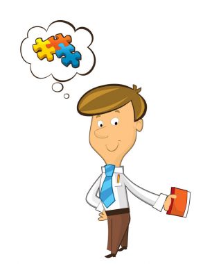 izole - adet birlikte toplama - office karikatür katip ayakta düşünme ve sahip fikir