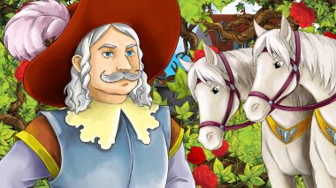 Çizgi film sahne çocuklar için eski şehir - kale içinde belgili tanımlık geçmiş - resimde güzel Prens