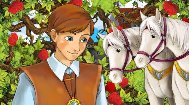 Çizgi film sahne çocuklar için eski şehir - kale içinde belgili tanımlık geçmiş - resimde güzel Prens