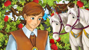 Çizgi film sahne çocuklar için eski şehir - kale içinde belgili tanımlık geçmiş - resimde güzel Prens