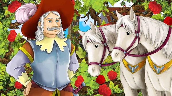 Çizgi film sahne çocuklar için eski şehir - kale içinde belgili tanımlık geçmiş - resimde güzel Prens