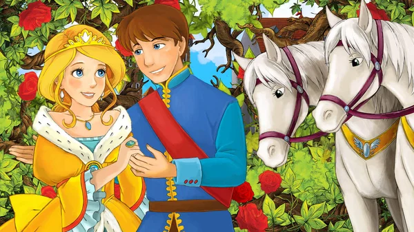 Gül - illüstrasyon çocuklar için bahçe dolu konuşuyor karikatür mutlu çift