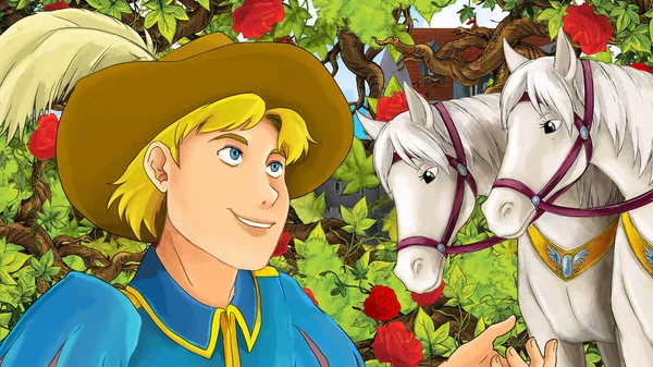 Çizgi film sahne çocuklar için eski şehir - kale içinde belgili tanımlık geçmiş - resimde güzel Prens