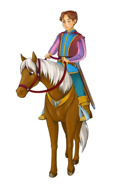 Cartoon Medieval Nobleman Horse Illustration Children — Stock Photo, Image