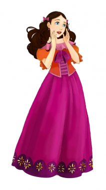 çizgi film Prenses büyücü - gülümseyen güzel kadın / illüstrasyon çocuklar için